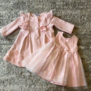 Baby Girl Pink Dress and Coat Set by Blueberi Boulevard